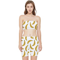 Banana Fruit Yellow Summer Stretch Shorts And Tube Top Set