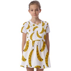 Banana Fruit Yellow Summer Kids  Short Sleeve Pinafore Style Dress