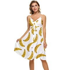 Banana Fruit Yellow Summer Sleeveless Tie Front Chiffon Dress