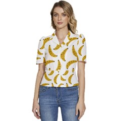 Banana Fruit Yellow Summer Puffed Short Sleeve Button Up Jacket