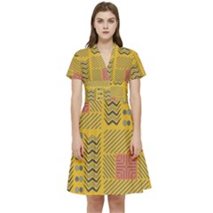 Digital Paper African Tribal Short Sleeve Waist Detail Dress