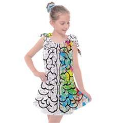 Brain Mind Psychology Idea Drawing Short Overalls Kids  Tie Up Tunic Dress by Azkajaya