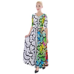 Brain Mind Psychology Idea Drawing Short Overalls Half Sleeves Maxi Dress by Azkajaya