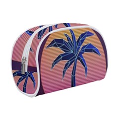 Abstract 3d Art Holiday Island Palm Tree Pink Purple Summer Sunset Water Make Up Case (small) by Cemarart