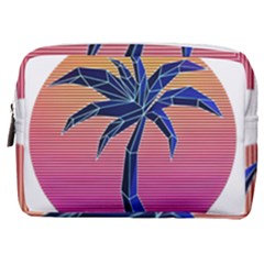 Abstract 3d Art Holiday Island Palm Tree Pink Purple Summer Sunset Water Make Up Pouch (medium) by Cemarart