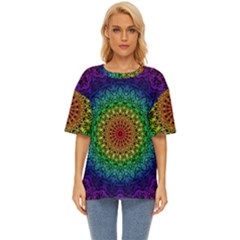 Rainbow Mandala Abstract Pastel Pattern Oversized Basic T-shirt by Grandong