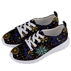 Gold Teal Snowflakes Women s Lightweight Sports Shoes by Grandong