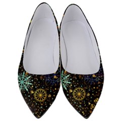 Gold Teal Snowflakes Women s Low Heels by Grandong