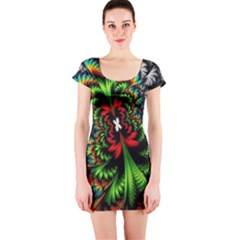 Kaleidoscopic Tropic Short Sleeve Bodycon Dress