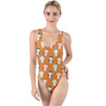 Cute Penguin Funny Pattern High Leg Strappy Swimsuit