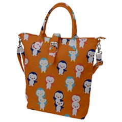 Cute Penguin Funny Pattern Buckle Top Tote Bag by Grandong