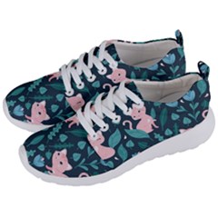 Cat Cute Flowers Leaves Pattern Men s Lightweight Sports Shoes by Grandong