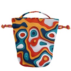 Colors Pastel Patterns Drawstring Bucket Bag by Grandong