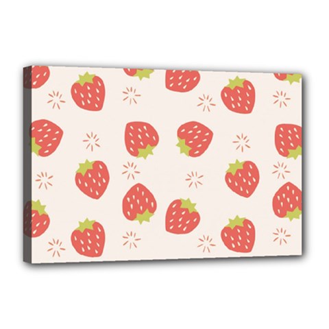 Strawberries Pattern Design Canvas 18  X 12  (stretched) by Grandong