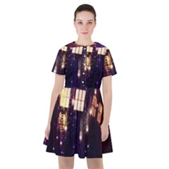 Tardis Regeneration Art Doctor Who Paint Purple Sci Fi Space Star Time Machine Sailor Dress by Cemarart