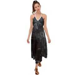 Abstract Tech Computer Motherboard Technology Halter Tie Back Dress  by Cemarart
