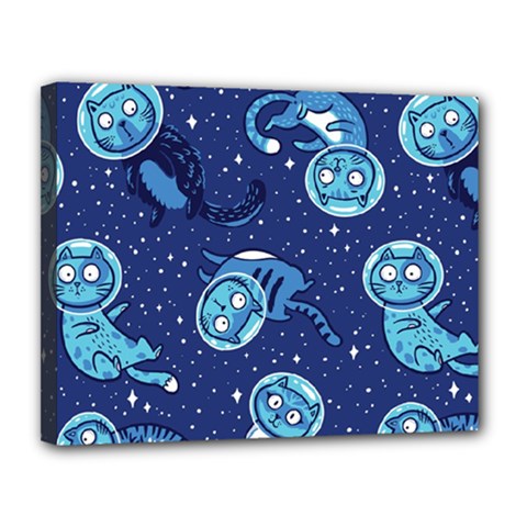 Cat Astronaut Space Suit Pattern Canvas 14  X 11  (stretched) by Cemarart