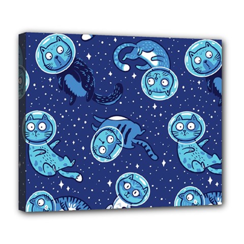 Cat Astronaut Space Suit Pattern Deluxe Canvas 24  X 20  (stretched) by Cemarart