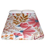 Red Flower Seamless Floral Flora Fitted Sheet (Queen Size)