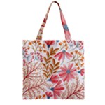 Red Flower Seamless Floral Flora Zipper Grocery Tote Bag