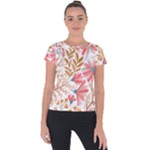 Red Flower Seamless Floral Flora Short Sleeve Sports Top 