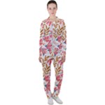 Red Flower Seamless Floral Flora Casual Jacket and Pants Set