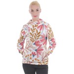 Red Flower Seamless Floral Flora Women s Hooded Pullover