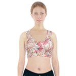 Red Flower Seamless Floral Flora Sports Bra With Pocket