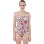 Red Flower Seamless Floral Flora Cut Out Top Tankini Set