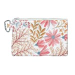 Red Flower Seamless Floral Flora Canvas Cosmetic Bag (Large)