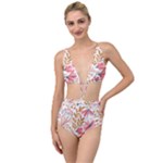 Red Flower Seamless Floral Flora Tied Up Two Piece Swimsuit