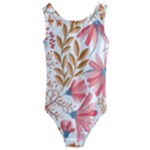 Red Flower Seamless Floral Flora Kids  Cut-Out Back One Piece Swimsuit