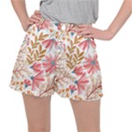 Red Flower Seamless Floral Flora Women s Ripstop Shorts