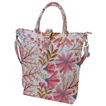 Red Flower Seamless Floral Flora Buckle Top Tote Bag