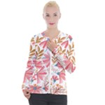 Red Flower Seamless Floral Flora Casual Zip Up Jacket