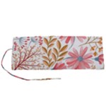 Red Flower Seamless Floral Flora Roll Up Canvas Pencil Holder (S)