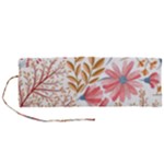 Red Flower Seamless Floral Flora Roll Up Canvas Pencil Holder (M)
