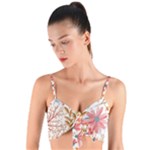 Red Flower Seamless Floral Flora Woven Tie Front Bralet