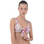 Red Flower Seamless Floral Flora Front Tie Bikini Top