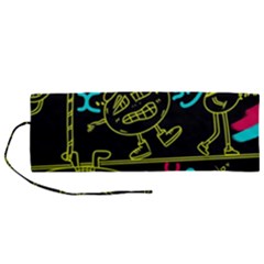 Keep Smiing Doodle Roll Up Canvas Pencil Holder (m) by Cemarart