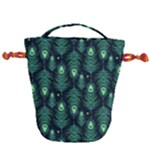 Peacock Pattern Drawstring Bucket Bag