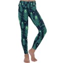 Peacock Pattern Kids  Lightweight Velour Classic Yoga Leggings View1