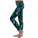 Peacock Pattern Kids  Lightweight Velour Classic Yoga Leggings View2