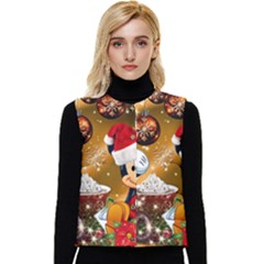 Cartoons, Disney, Merry Christmas, Minnie Women s Button Up Puffer Vest by nateshop