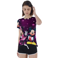 Cartoons, Disney, Mickey Mouse, Minnie Short Sleeve Open Back T-shirt by nateshop