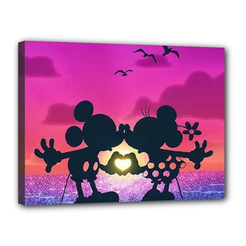 Mickey And Minnie, Mouse, Disney, Cartoon, Love Canvas 16  X 12  (stretched) by nateshop