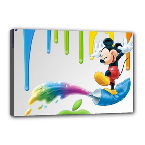 Mickey Mouse, Apple Iphone, Disney, Logo Canvas 18  X 12  (stretched) by nateshop