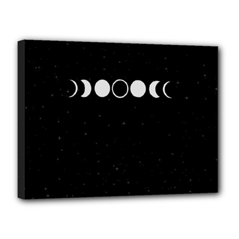 Moon Phases, Eclipse, Black Canvas 16  X 12  (stretched) by nateshop