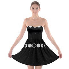 Moon Phases, Eclipse, Black Strapless Bra Top Dress by nateshop