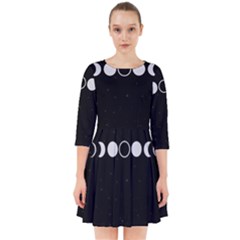 Moon Phases, Eclipse, Black Smock Dress by nateshop